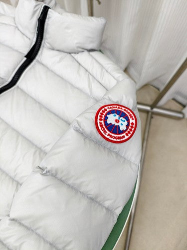 Canada Goose White Hoodless Down Bomber Jacket