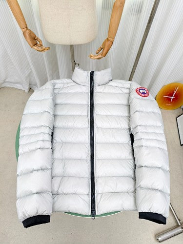 Canada Goose White Hoodless Down Bomber Jacket