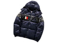 Moncler Navy Blue and Black Colorblock Hooded Puffer Jacket