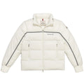 Moncler White Striped Logo Down Puffer Jacket