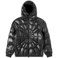 Moncler Black Spider-Web Quilted Glossy Hooded Down Jacket