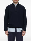Closed half-zip ribbed-knit jumper