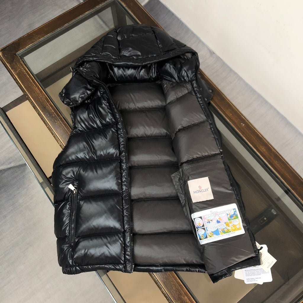 Moncler Black Hooded Down Puffer Vest
