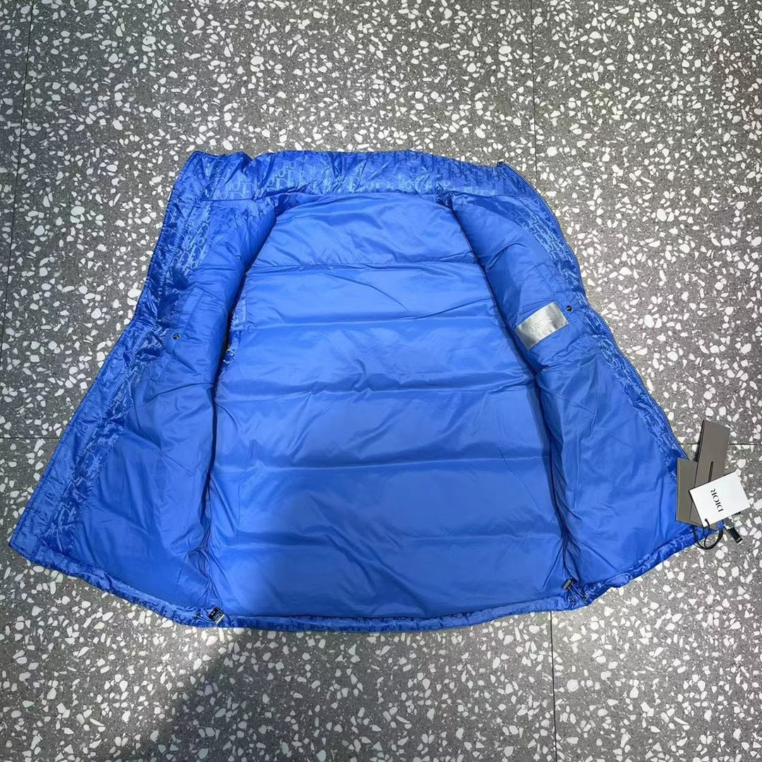 Dior Royal Blue Oblique Monogram Down Puffer Vest