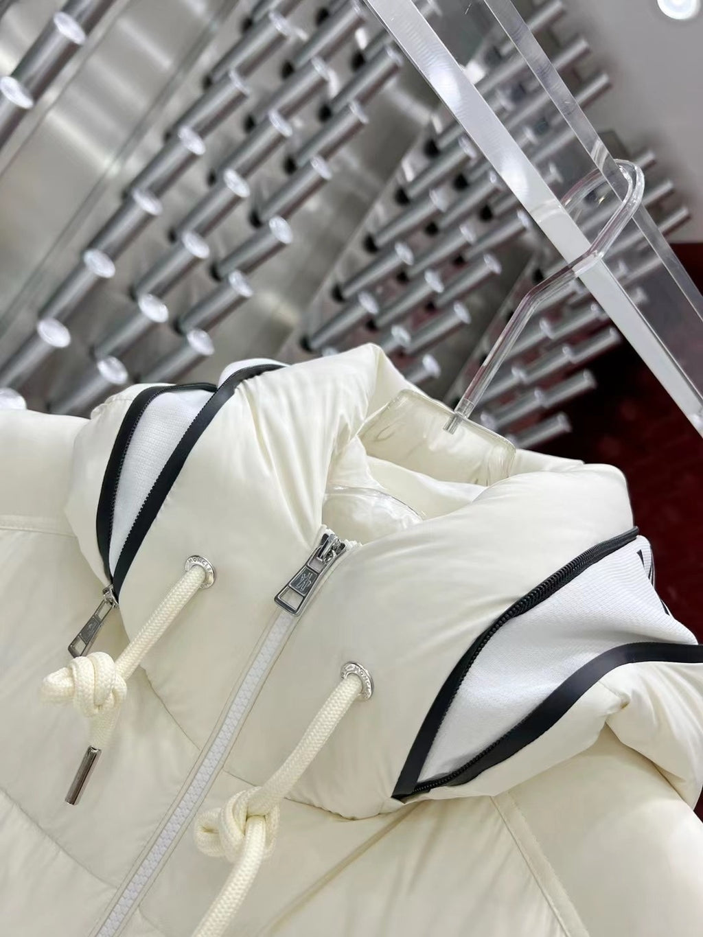 Moncler White Hooded Down Puffer Vest