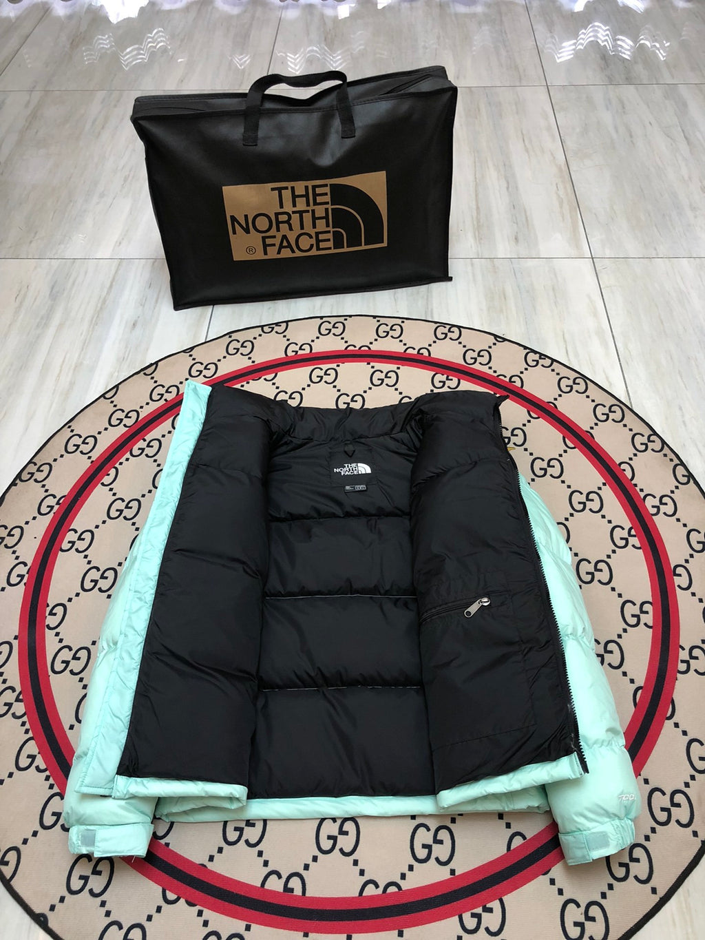 The North Face Teal Nuptse 700-Fill Down Puffer Jacket