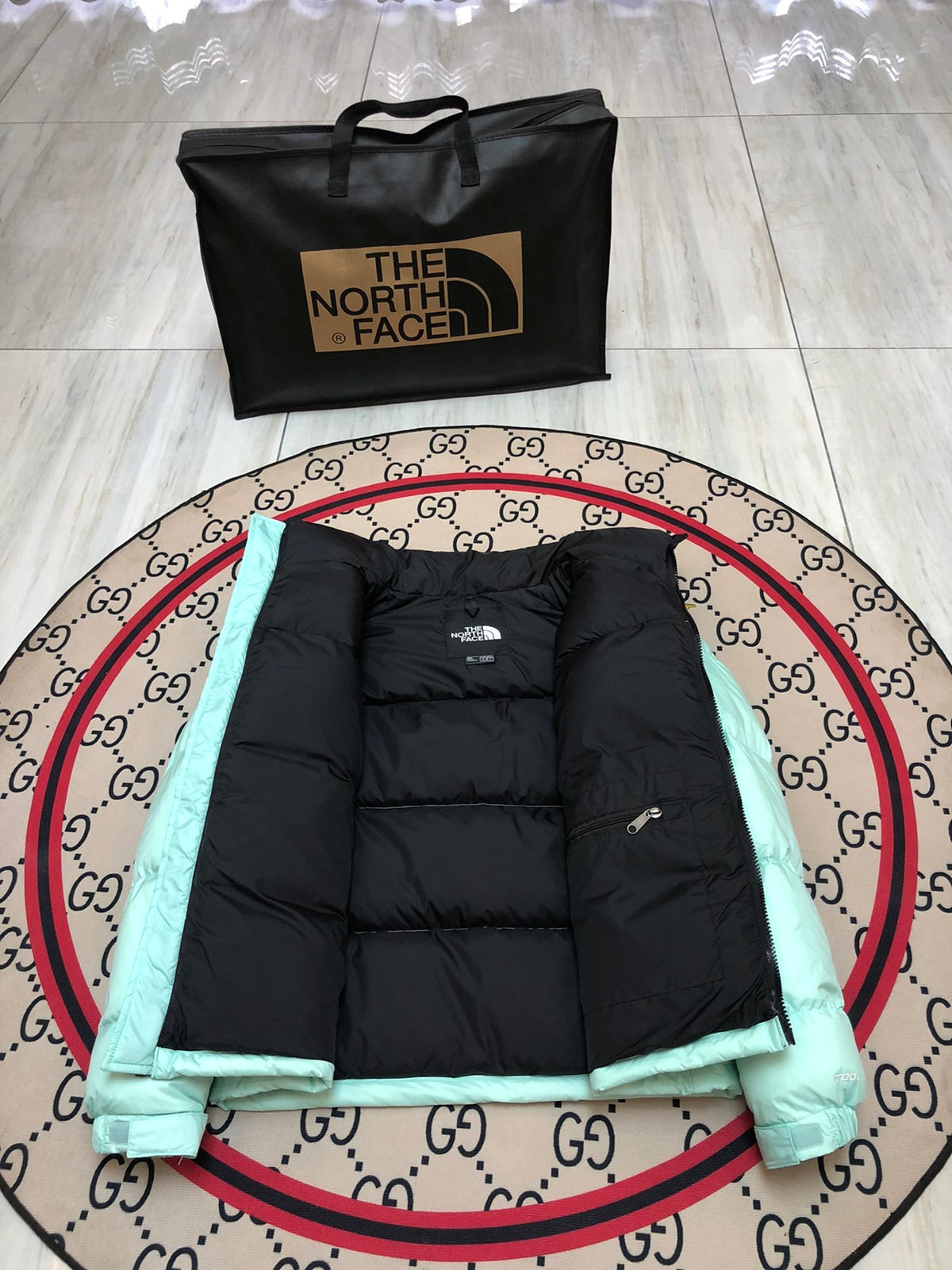 The North Face Teal Nuptse 700-Fill Down Puffer Jacket