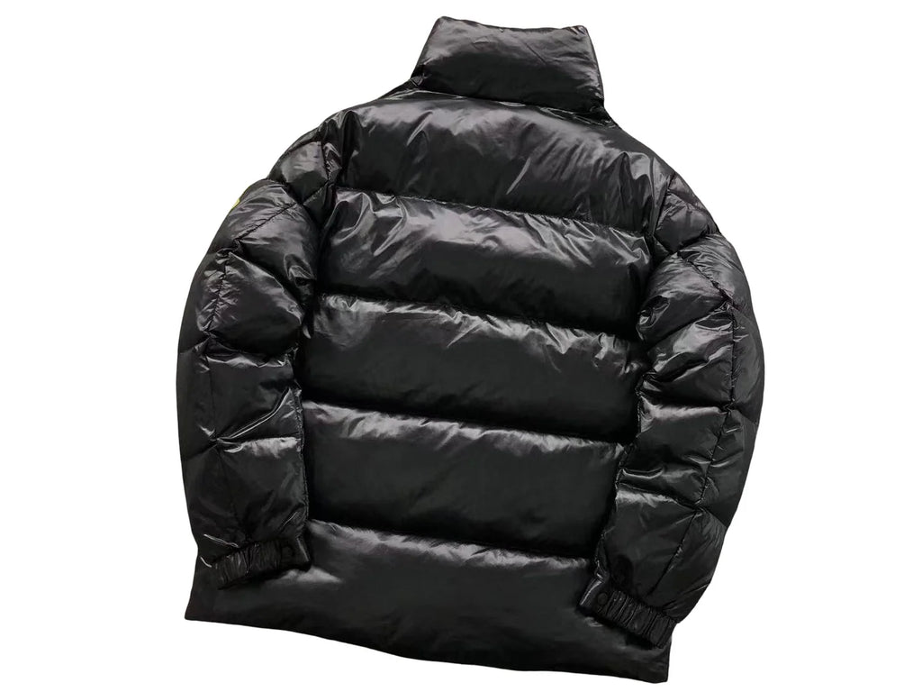 Moncler Black Glossy Stand-Collar Diamond-Quilted Down Jacket