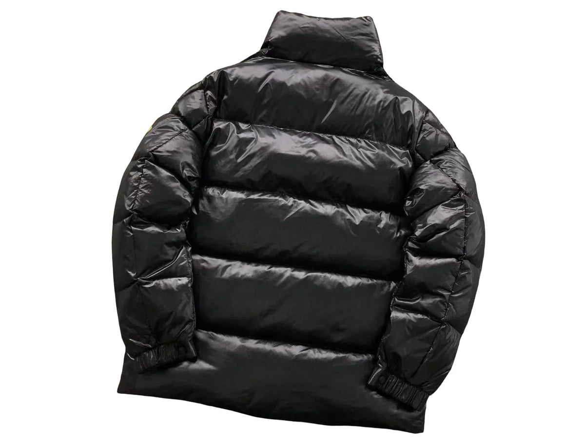 Moncler Black Glossy Stand-Collar Diamond-Quilted Down Jacket