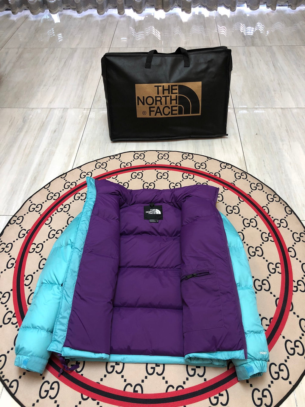 The North Face Teal Nuptse 700-Fill Down Puffer Jacket