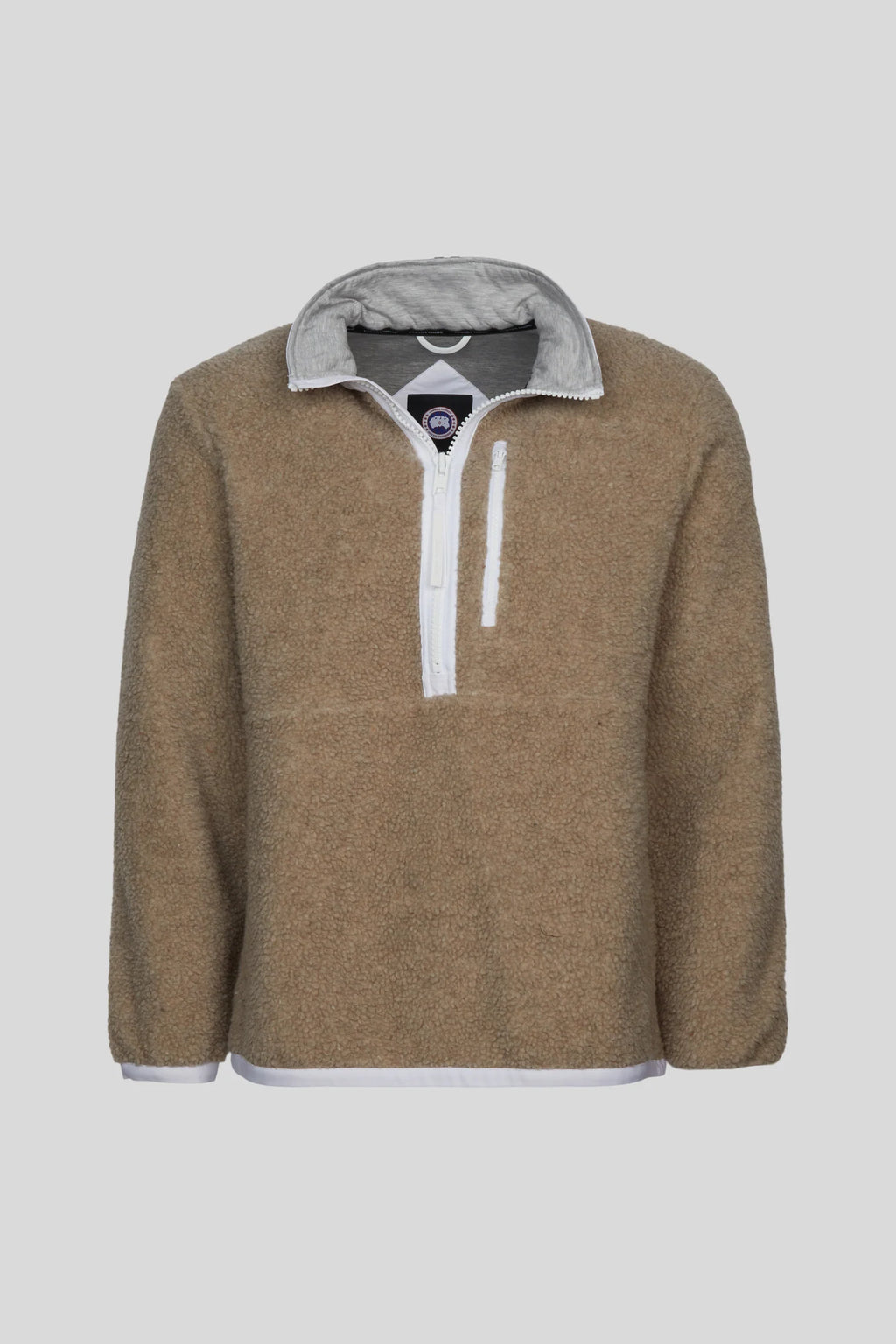 Canada Goose Beige Half-Zip Fleece Pullover with Contrast Panels