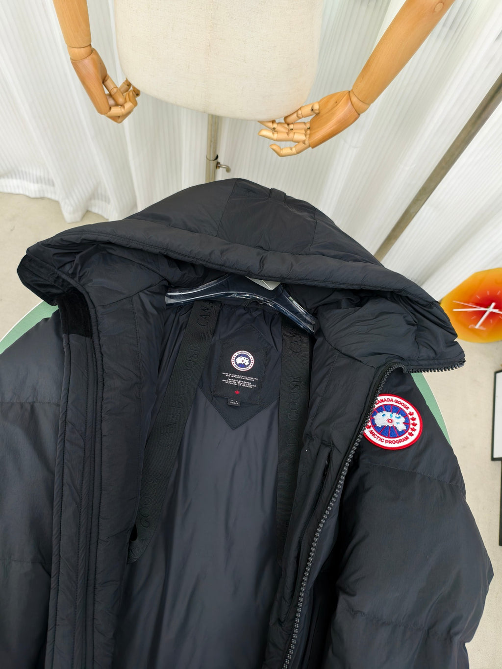 Canada Goose Black Mid-Length Hooded Down Puffer Coat