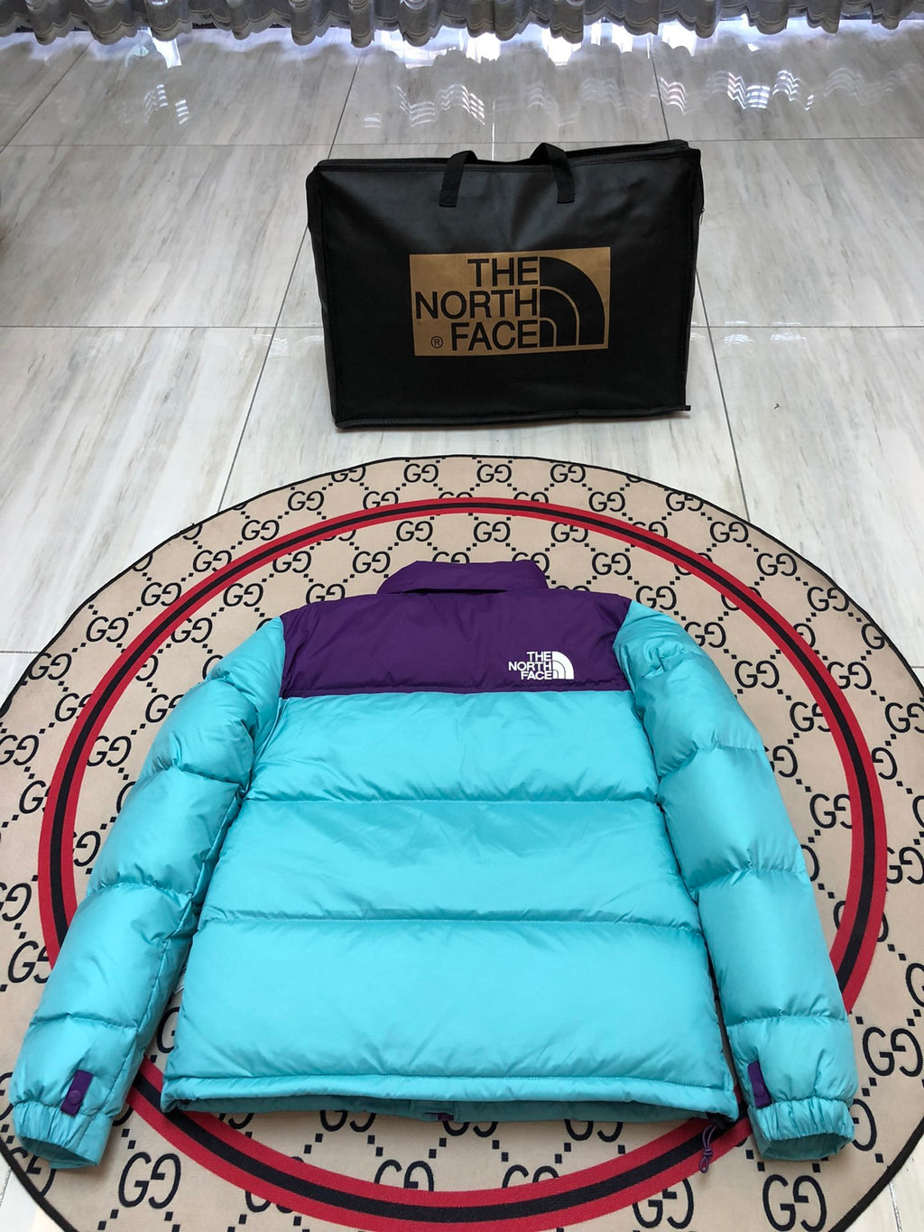 The North Face Teal Nuptse 700-Fill Down Puffer Jacket