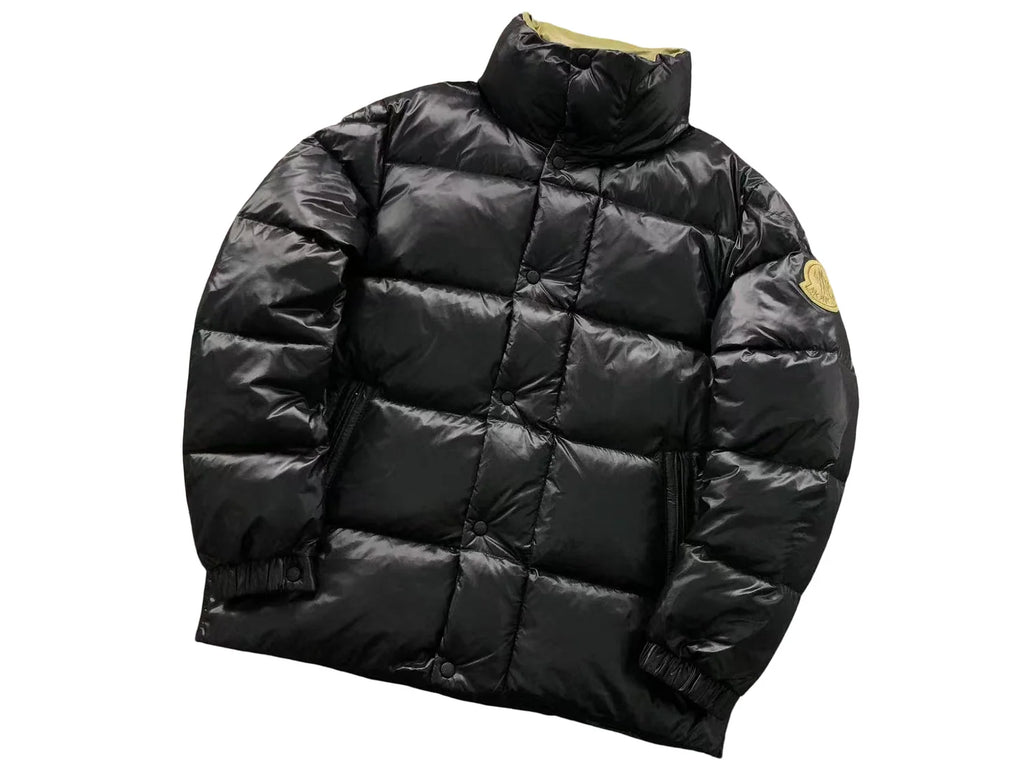 Moncler Black Glossy Stand-Collar Diamond-Quilted Down Jacket