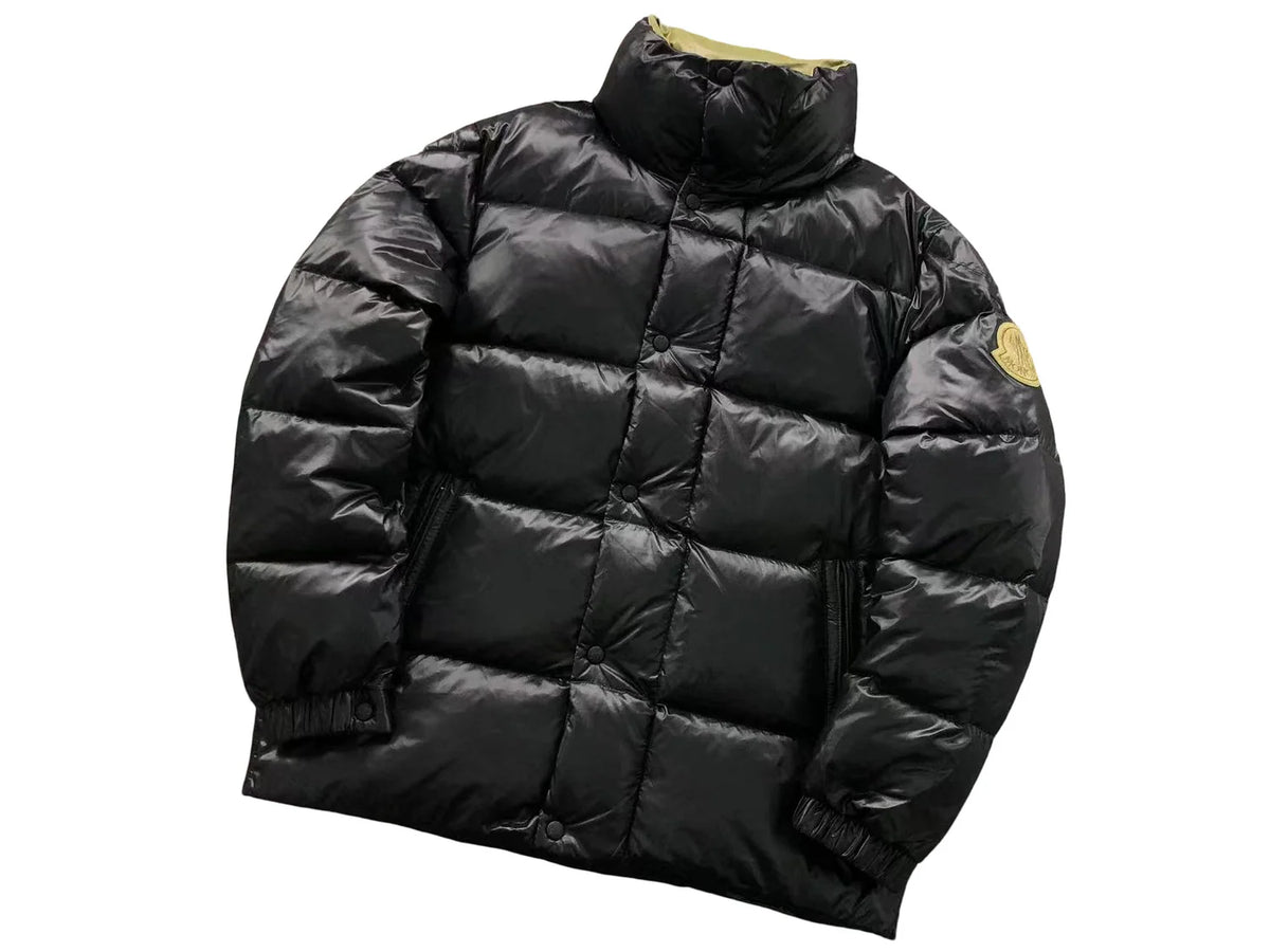 Moncler Black Glossy Stand-Collar Diamond-Quilted Down Jacket
