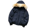 Canada Goose Navy Blue Chilliwack Bomber Down Jacket with Fur Hood