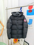 Canada Goose Black Mid-Length Hooded Down Puffer Coat