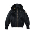 Moose Knuckles Black Fur-Trim Hooded Ballistic Bomber Jacket