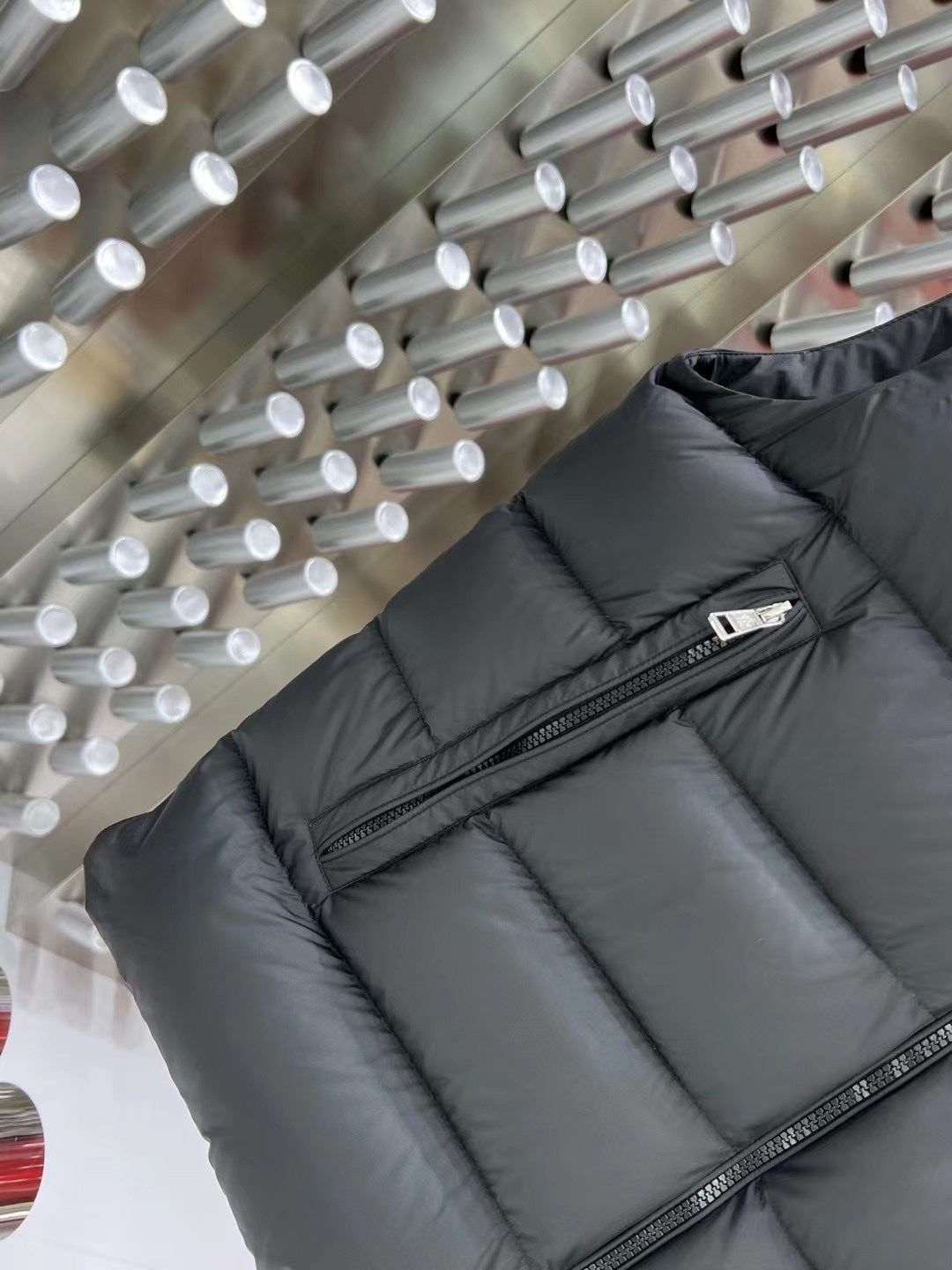 Moncler Dark Grey Hooded Down Puffer Vest