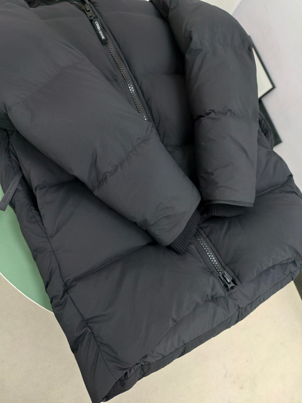 Canada Goose Black Mid-Length Hooded Down Puffer Coat