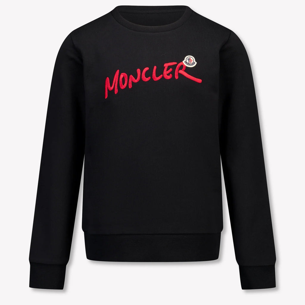 Moncler Black Brushstroke Logo Crewneck Sweatshirt