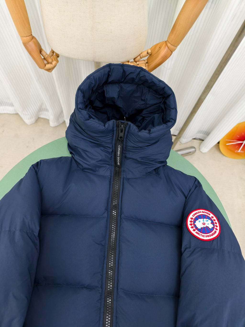 Canada Goose Navy Blue Mid-Length Hooded Down Puffer Coat