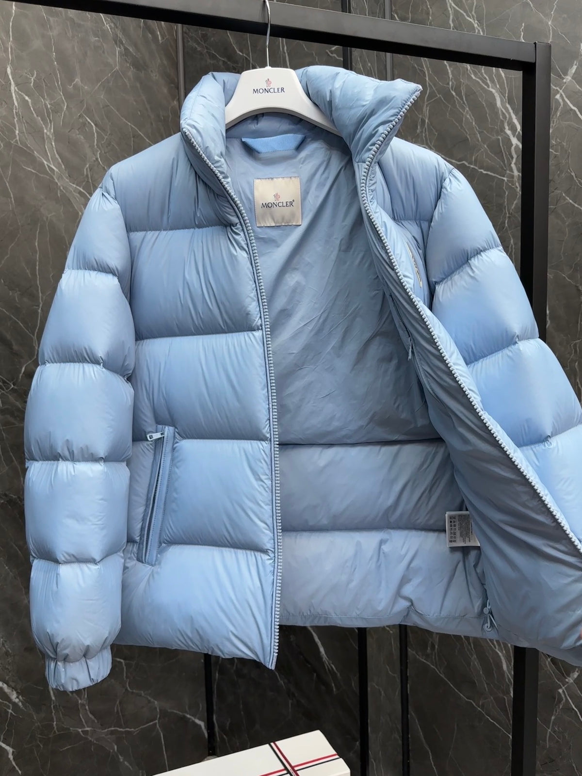 Moncler Light Blue Short Down Puffer Jacket