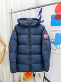 Canada Goose Navy Blue Mid-Length Hooded Down Puffer Coat