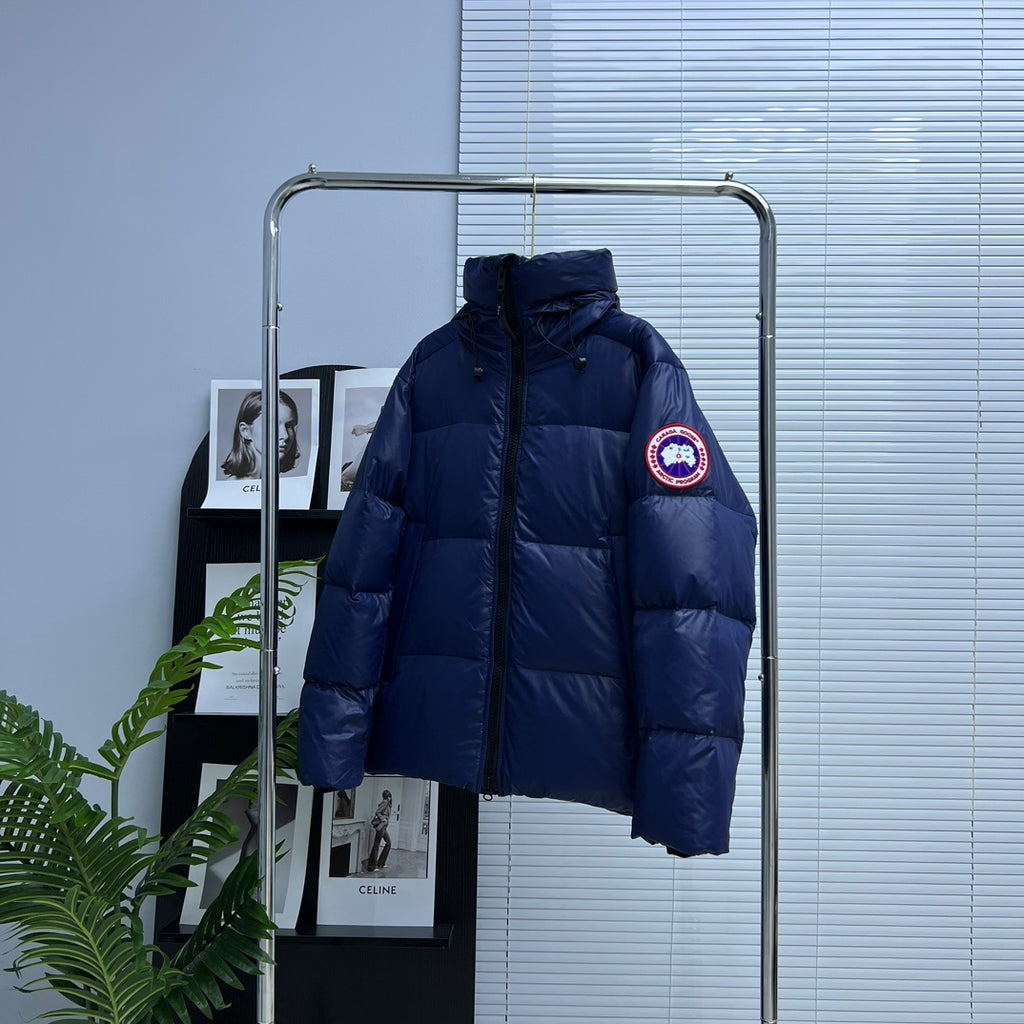 Canada Goose Navy Blue Glossy Oversized Hooded Down Puffer Jacket