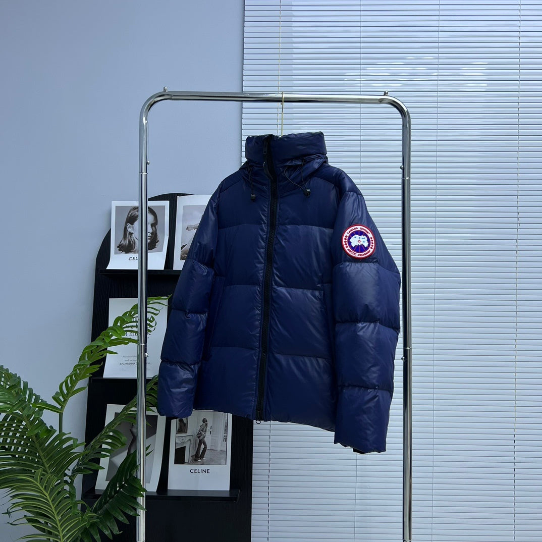 Canada Goose Navy Blue Glossy Oversized Hooded Down Puffer Jacket