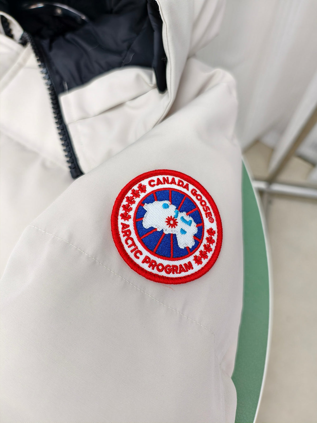 Canada Goose White Expedition Parka with Fur-Trimmed Hood