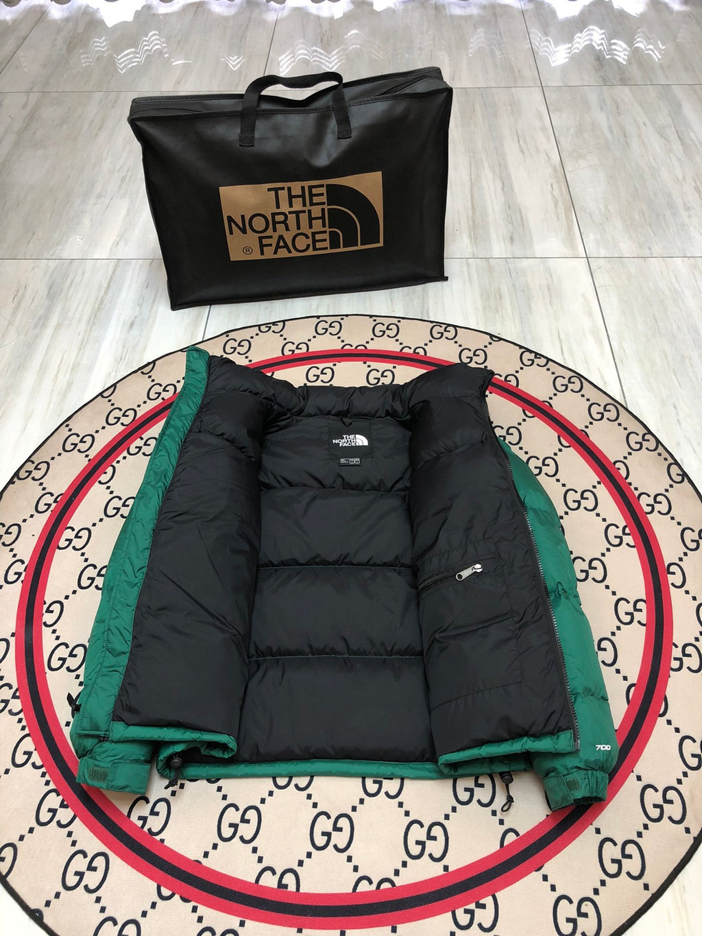 The North Face Teal Nuptse 700-Fill Down Puffer Jacket