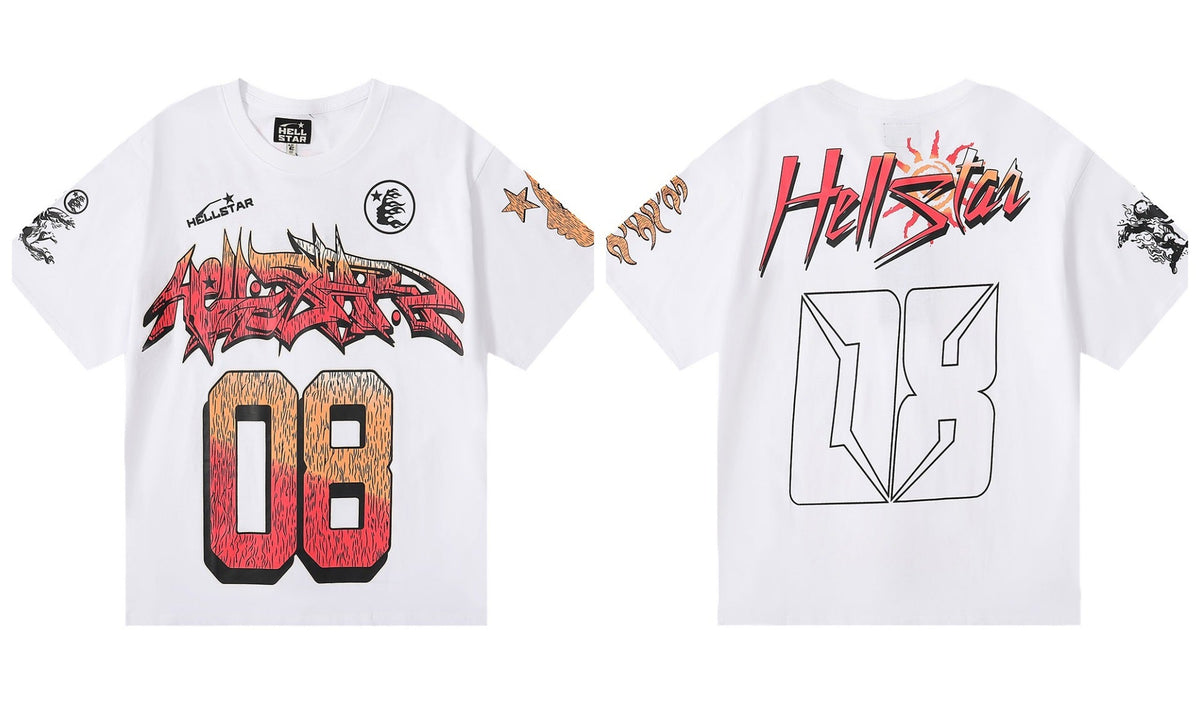 Hellstar Series Vintage Graphic Print Loose Unisex Streetwear T-Shirt