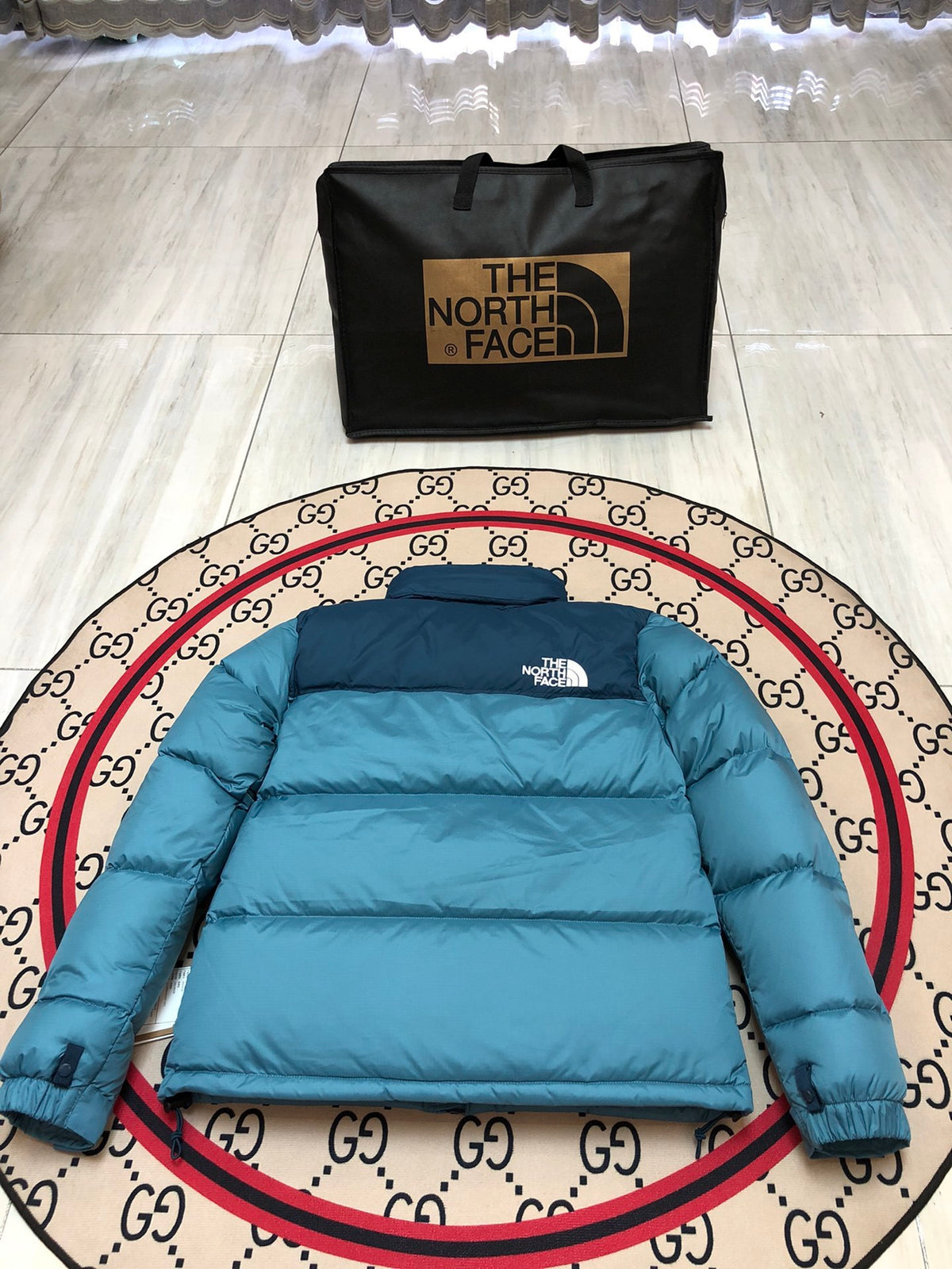 The North Face Teal Nuptse 700-Fill Down Puffer Jacket