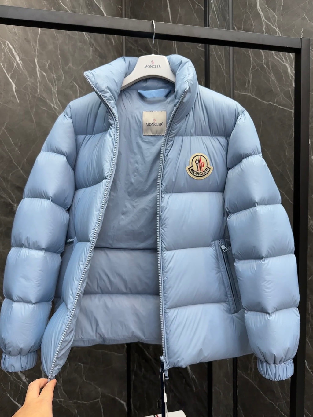 Moncler Light Blue Short Down Puffer Jacket