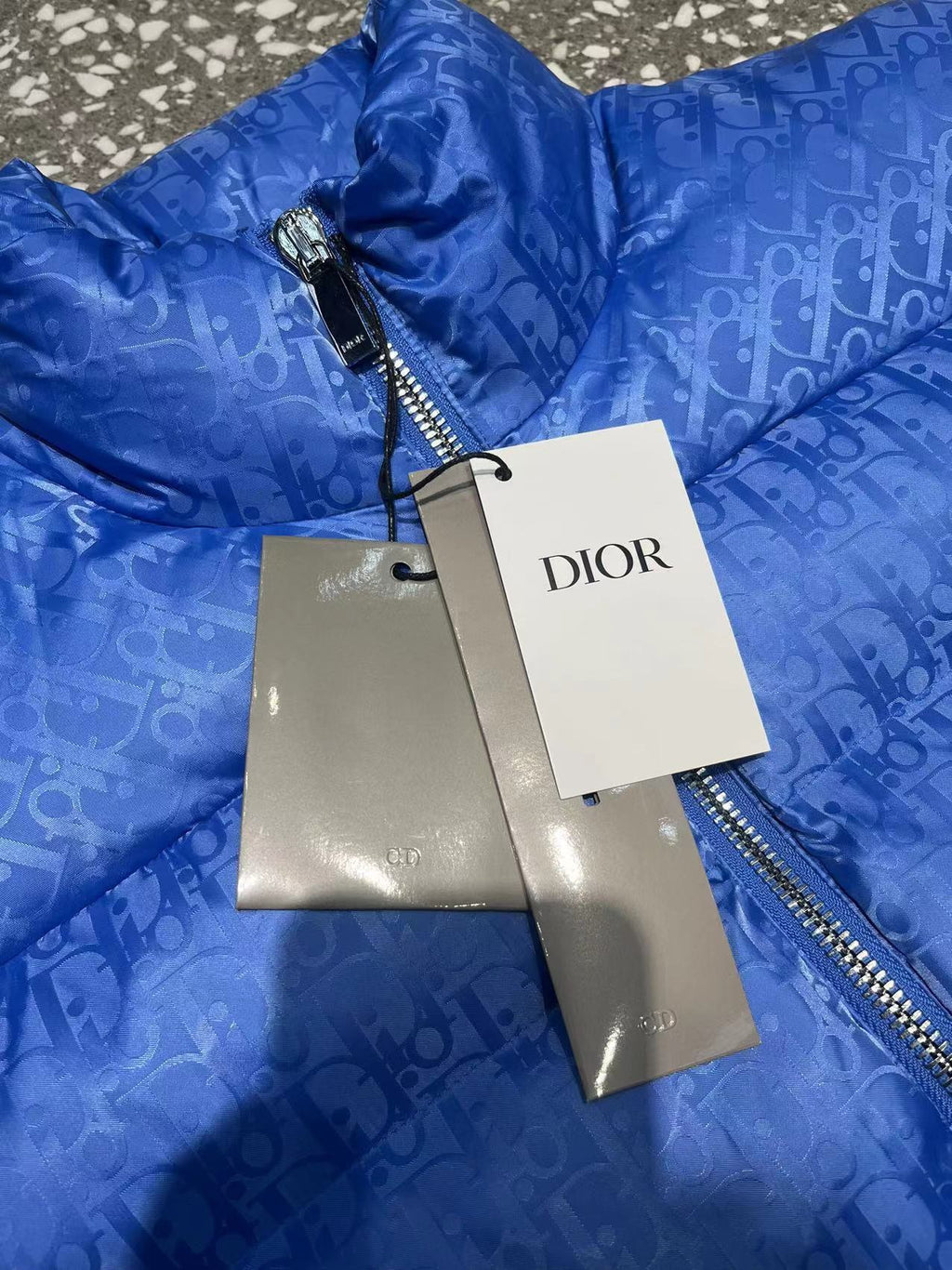Dior Royal Blue Oblique Monogram Down Puffer Vest