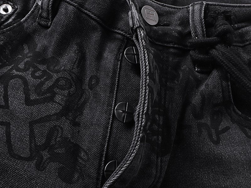Ksubi Black Tonal Graphic Slim Tapered Jeans