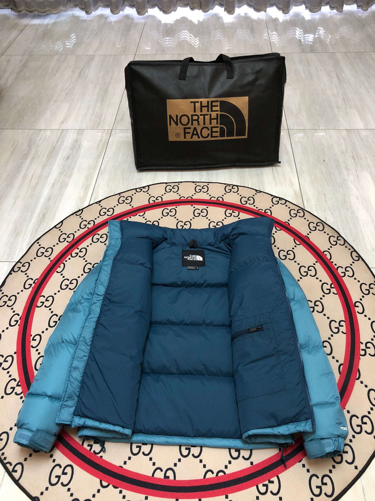 The North Face Teal Nuptse 700-Fill Down Puffer Jacket