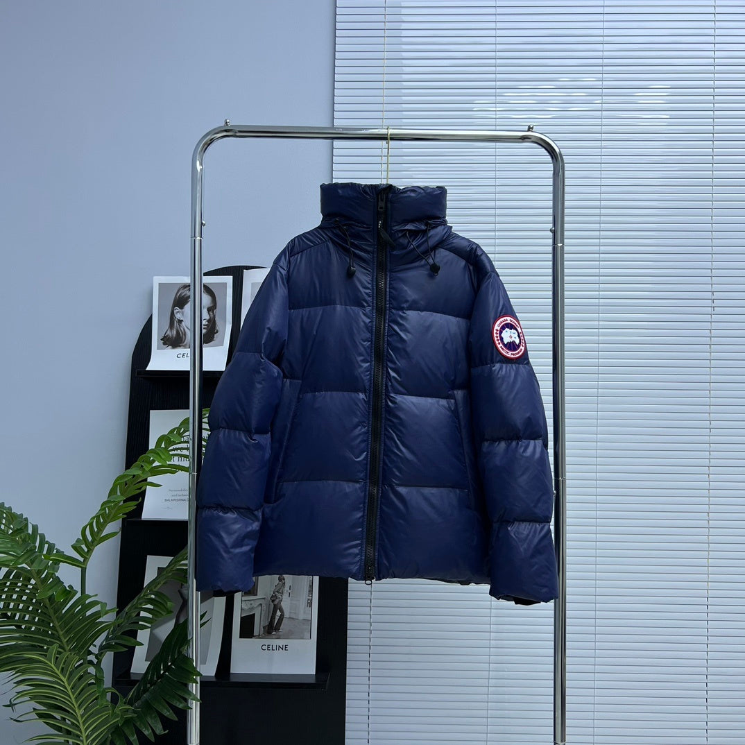 Canada Goose Navy Blue Glossy Oversized Hooded Down Puffer Jacket