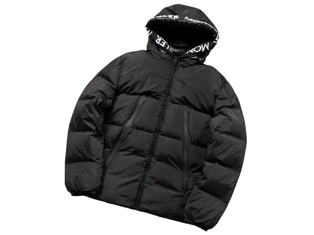 Moncler Black Logo-Hood Oversized Matte Down Puffer Jacket