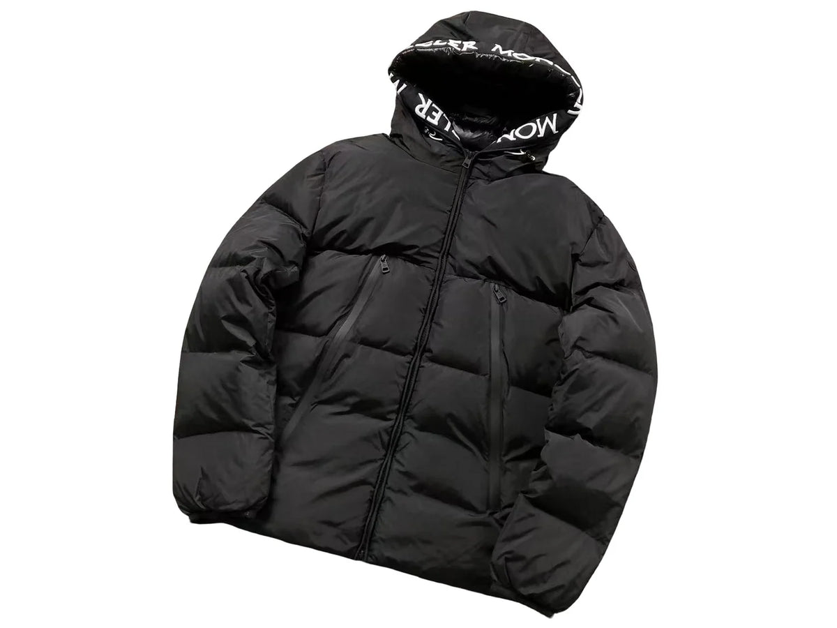 Moncler Black Logo-Hood Oversized Matte Down Puffer Jacket