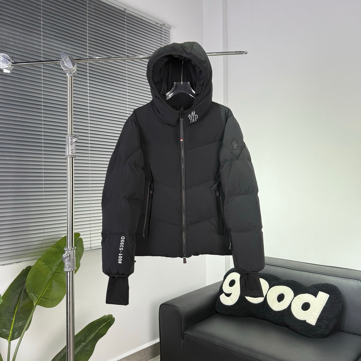 Moncler Grenoble Charcoal Oversized Hooded Down Puffer Jacket