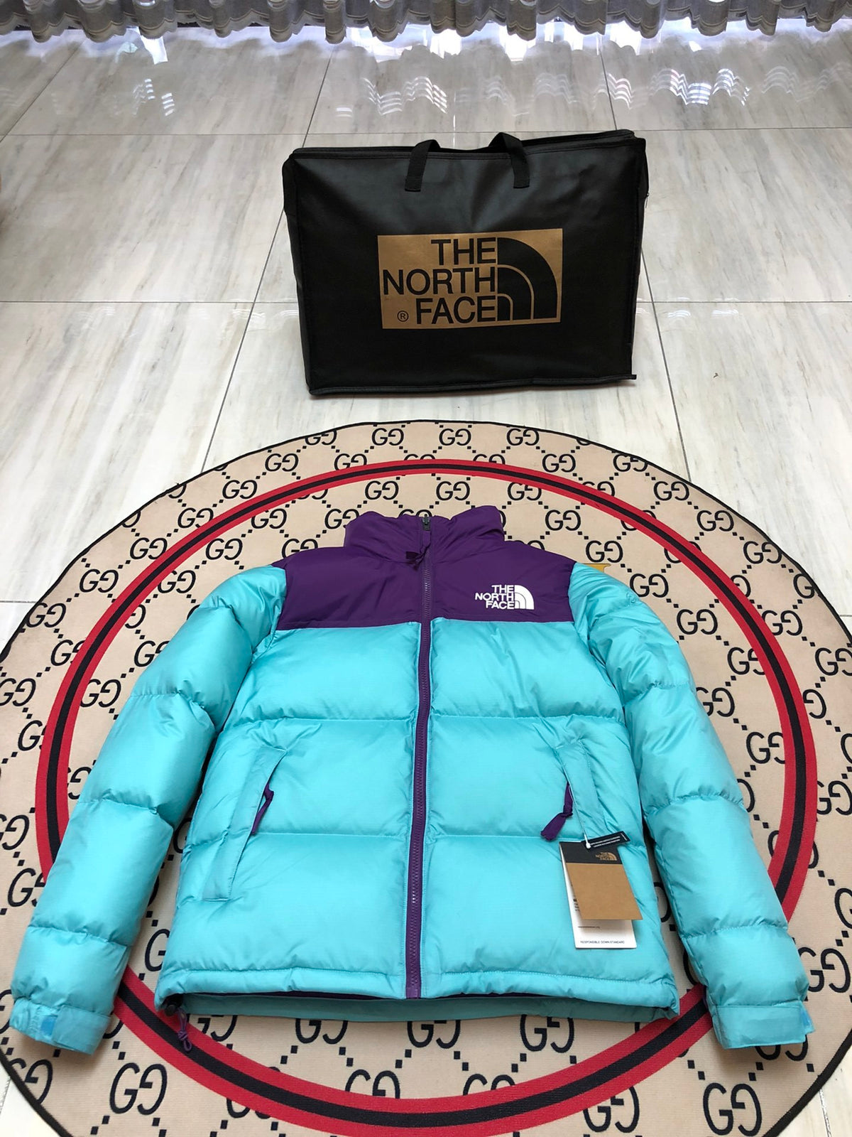 The North Face Teal Nuptse 700-Fill Down Puffer Jacket