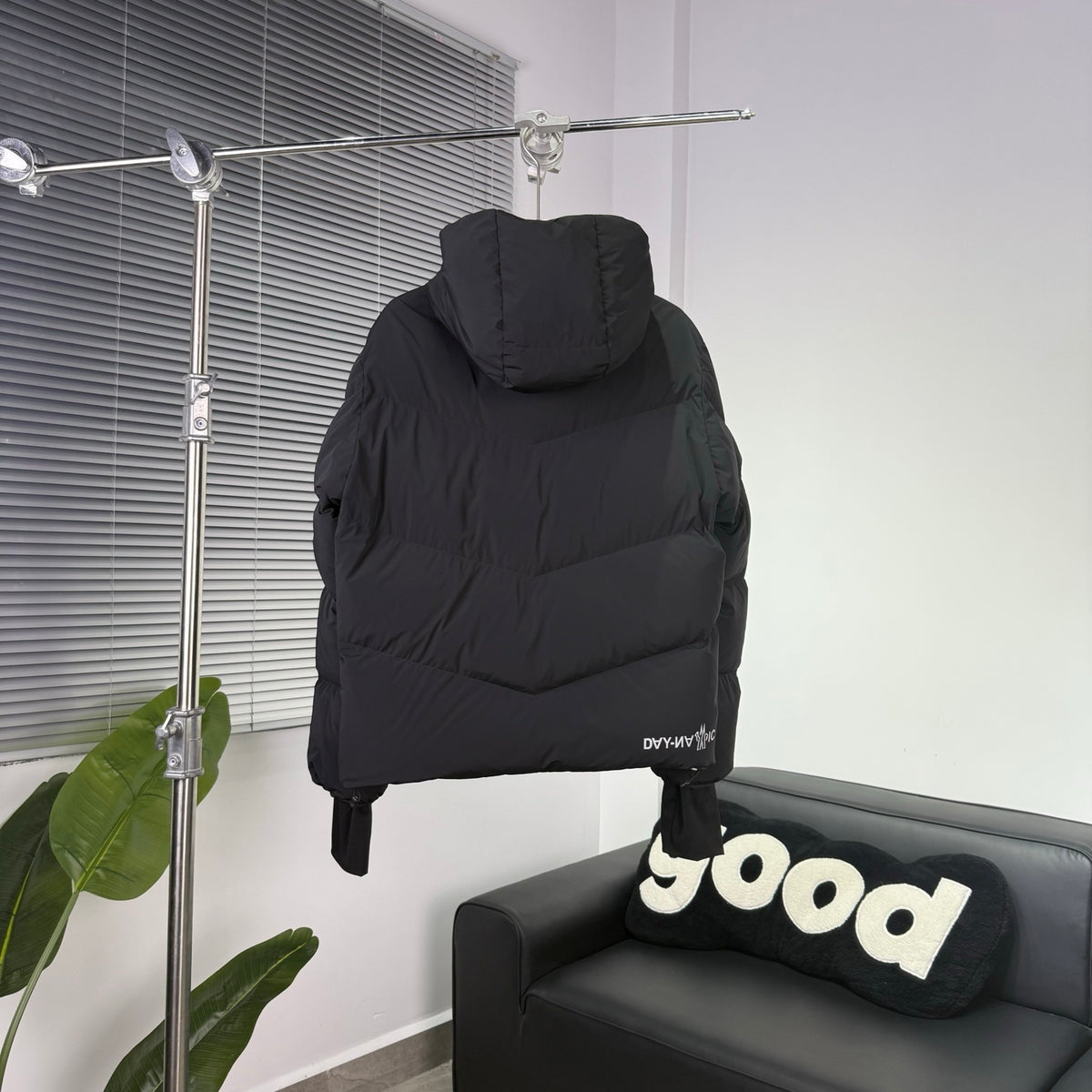 Moncler Grenoble Charcoal Oversized Hooded Down Puffer Jacket