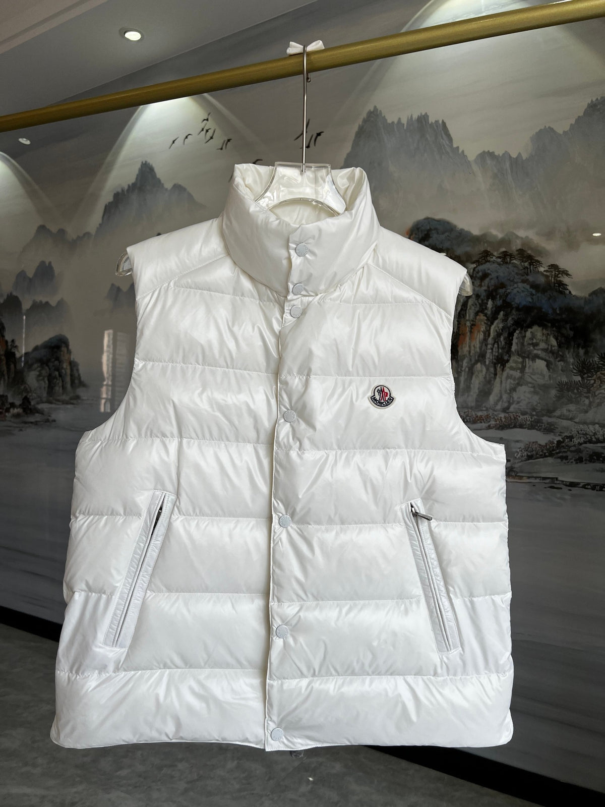 Moncler White Down Puffer Vest