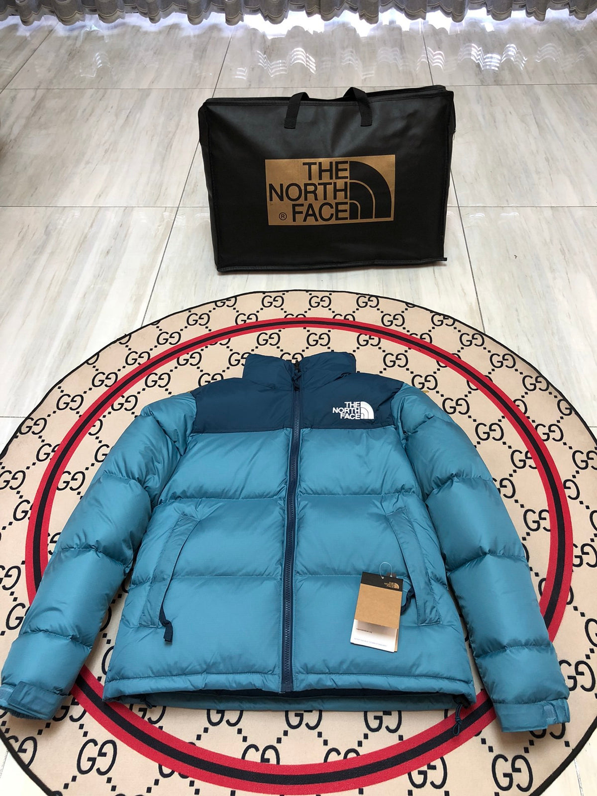 The North Face Teal Nuptse 700-Fill Down Puffer Jacket