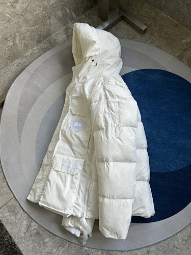 Canada Goose White Hooded Puffer Jacket
