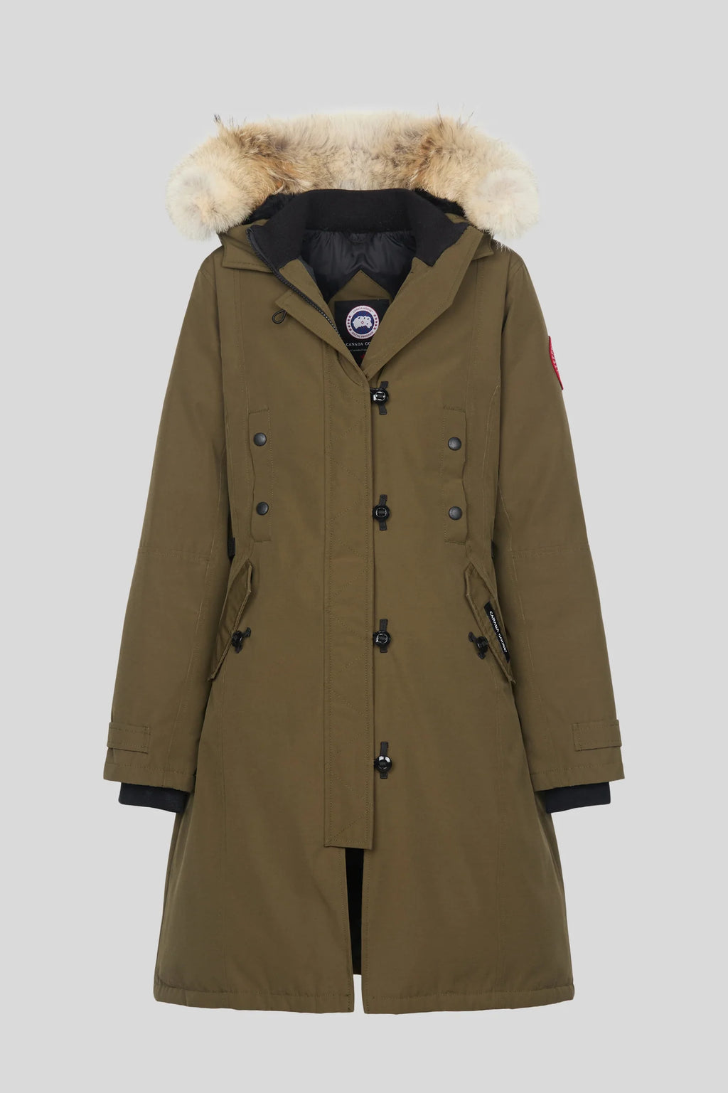 Canada Goose Military Green Rossclair Women's Long Down Parka with Fur Hood