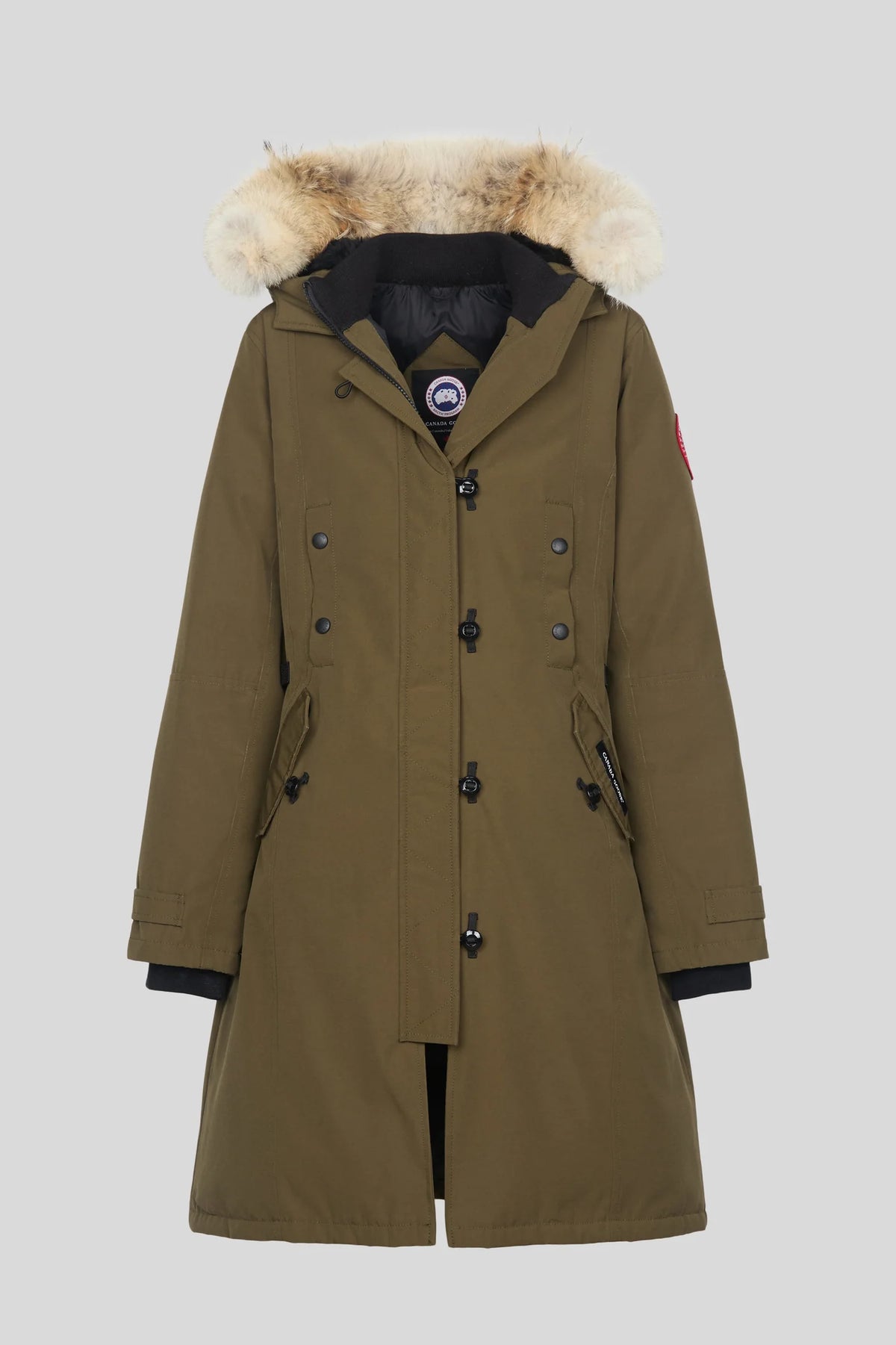 Canada Goose Military Green Rossclair Women's Long Down Parka with Fur Hood